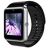 Montre Connectée, Padgene Smartwatch Bluetooth avec Slot SIM Caméra Podomètre pour Android (Fonctions Complets) Samsung HTC LG SONY HUAWEI et iOS (PAS APP pour iPhone, Fonctions Partielles) (Argent)