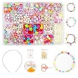 Ucradle Enfants Bricolage Perles Set, 550pcs Perles pour alphabet poney pour la fabrication de bracelets, Collier, Art Craft & Kit de fabrication bijoux pour enfants filles de 4 ans 5 6 7 8, 24 types