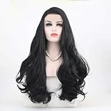 HYISHION Long Cheveux sans Colle Perruque Naturel Wavy Lace Front Perruques Résistant À La Chaleur Perruque De Cheveux Synthétiques pour Femme pour Fête Cosplay,26INCH