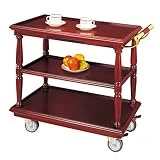 Chariot à vin Quatre supports à vin en bois flexibles multidirectionnels de roue avec des meubles de voiture de service de support de thé de restaurant de barre de roue Idéal pour recevoir des invités