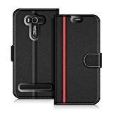 COODIO Coque en Cuir ASUS Zenfone 2 Laser ZE550KL, Étui Téléphone Zenfone 2 Laser, Housse Pochette Zenfone 2 Laser Fonction Stand Etui Coque pour ASUS Zenfone 2 Laser ZE550KL, Noir/Rouge