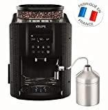 Krups EA816031 Machine à Café Automatique avec Broyeur à Grains Essential Ecran LCD avec Mousseur à Lait Pot Inox Cafetière Café Grains Pression 15 Bars Thermoblock Cappuccino Espresso Noir