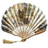 NEEKY Ventilateurs Pliables Portatif Fans De Bambou avec Gland De Femmes Ventilateur en Bambou Se Tenir La Main pour Décoration Murale, Cadeaux