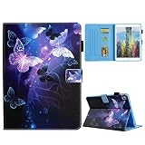 Coque pour iPad Air/Air2/Pro 9.7 (2016)/iPad 9.7 (2017/2018), Etui Nouveau Tablette PU+TPU Multi-Usage Cuir Silicone Support Antichoc Cran Carte Cadre Photo Magnétique Housse - Papillon Violet