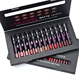 12 Colors Matte Lipstick Set,ROMANTIC BEAR Longue durée imperméable à l'eau velours rouge à lèvres crayon parfait cadeau (A)