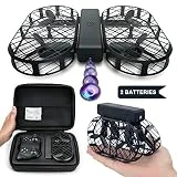 Dwi Dowellin FPV Drone avec 720P Caméra Pliable Drones Une clé Décoller Atterrissage Flips et Rolls RC Quadcopter avec étui pour Enfants Débutants Adultes