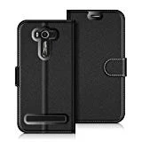 COODIO Coque en Cuir ASUS Zenfone 2 Laser ZE550KL, Étui Téléphone Zenfone 2 Laser, Housse Pochette Zenfone 2 Laser Fonction Stand Etui Coque pour ASUS Zenfone 2 Laser ZE550KL, Noir