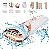 Keda Epilateur Electrique Femme, Brosse Visage, Epilation, Rasoir Femme, Callus Remover&Masseur 4 in 1 Outils de Soins/Beauté- Pour les Aisselles/Visage/Bikini/Jambes/Bras/Pied Etc