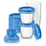 Philips Avent SCF618/10 Système de Conservation du Lait Maternel, Pots de Conservation180 ml, Couvercles Vissables et Adaptateur