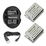 Newmowa Double USB Chargeur + 2 Remplacement Batteries LP-E5 pour Canon EOS Rebel XS, Rebel T1i, Rebel XSi, 1000D, 500D, 450D, Kiss X3, Kiss X2, Kiss F, Canon LPE5