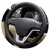 Wsjfc 1pcs Noir Gris Beige PU Micro Fibre Couverture De Volant De Voiture 0907 pour Kia, Hyundai, Toyota, Honda, Rio; Lada,B- Noir