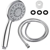 Rovtop Douchette Pommeau de Douche 5 Modes de Douchette à main Douchette amovible Tête de douche +Tuyau de Douche Flexible Tuyau en Acier Inoxydable 1.5 M