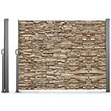 IDMarket - Paravent extérieur rétractable 300 x 160 cm Motif Pierre