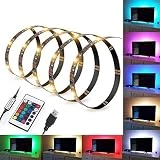 Kohree Ruban LED RGB Bandeaux LED Flexible Bande lumineuse Lumière Ambiance USB Multicouleur avec Télécommande Rétroéclairage Pour Télévision Ecran Ordinateur Salon Bureau 2M 60leds