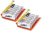 12 XL Cartouches d'encre compatibles avec Puce remplace Canon PGI-570 PGBK XL Noir, CLI-571BK XL Photo-Noir, CLI-571C XL Cyan, CLI-571M XL Magenta, CLI-571Y XL Jaune, CLI-571GY XL Gris
