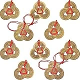 Boao 10 Ensembles Pièces Chinoises de Fortune Coins de Feng Shui I-Ching Coins Pièces Monnaies Traditionnelles avec la Chaîne Rouge pour la Richesse et Le Succès, 5 Styles
