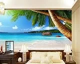 BYUVZHJ Fond d'écran HD Bord de mer Arbre de Noix de Coco Plage TV Fond Mur Salon Chambre Fond 3D Fond d'écran @ 250 * 175CM