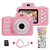 (16 Go de microSD)1080P HD Enfants Caméra Appareil Photo Numérique, Vannico 800MP 2,4 pouces de voyage extérieure portable pour enfants caméra, 3-14 ans cadeau d'anniversaire de garçon et fille(Rose)