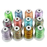 New brothread 12 Multicolore Polyester Fil machine à broder pour Brother/Babylock/Janome/Singer/Kenmore Machine 500M (550Y) / bobine
