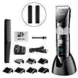 Hatteker Tondeuse Cheveux Tondeuse Barbe Professionnelle Electrique avec Ecran LCD Sans Fils USB Rechargeable Imperméable