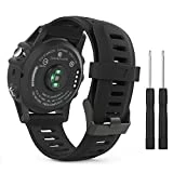 MoKo Bracelet de Remplacement Flexible en Silicone avec des Outils pour Garmin Fenix 3 / Garmin D2 Delta PX/Fenix 3 HR/Fenix 5X/5X Plus(Pas Compatible de Fenix 5), Noir