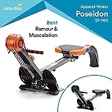 skandika Regatta Multi Gym Poseidon - Rameur d'appartement Pliable - Silencieux - Peu d'entretien (GIS/Orange)