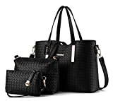 TIBES mode pu cuir sac à main + sac à bandoulière + sac 3pcs sac A Noir