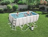 Bestway - Piscine hors sol Power Steel rectangulaire 412 x 201 x 122 cm, avec filtre à sable et échelle de sécurité