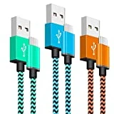 Cble USB C (1M/Lot de 3), Cable Chargeur USB Type C en Nylon Tressé en Charge Rapide Compatible pour Samsung Galaxy S8 S9 S10 A20 A40 A50, Cble pour Huawei P20 P30, Sony, LG, Xiaomi, Google Pixel
