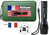 Halepro Torche Lampe de Poche LED, Rechargeable Torche LED-Lampe de Vélo,Lampe de Torche Militaire Poche LED Ultra Puissante Zoomable, L2 CREE LED-1000 Lumens, 5 Modes d'éclairage