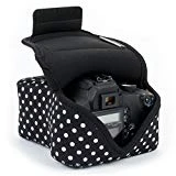 USA Gear Housse Etui Appareil Photo Numérique et Accessoire en Néoprène Rembourré, Protection Robuste avec Poche et Ceinture - Compatible avec Appareils Canon, Nikon, Pentax, Lumix Et Plus - Pois