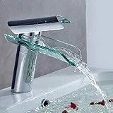 Auralum Mitigeur de Lavabo Élégant Robinet Salle de Bain Cascade en Chrome Robinet de Lavabo Design nouveau