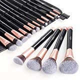 Anjou Pinceaux Maquillages Professionnels Kit de 16pcs, Poils Synthetiques Doux et Sans Cruauté, Pochette Elegante Cuir PU Incluse, Makeup Brushes Pinceaux Maquillages Teint et Yeux - Or Rose