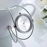 Montres pour des femmes, Geekthink Quartz Analog Watch montre bracelet ouvert en acier bracelet rond montre-bracelet(Silver)