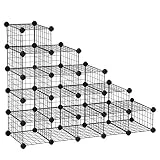 SONGMICS 15 Cubes de Rangement en Treillis Métallique, Étagère à Chaussures modulable, pour Placard, Chambre, Comprend Un maillet en Caoutchouc et des Sangles Anti-basculement, Noir LPI44HS