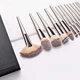 Pinceaux Maquillage, Dameso Professionnel Cosmétique Brush 15pcs Set Beauté Cosmétique Brush Poils Synthetiques Doux et Sans Cruauté, Makeup Brushes Cosmétique avec Étui de Voyage (Champagne d'or)