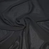 designers-factory Tissu crêpe Fin uni 100% Polyester - Coupon 3 mètres - idéal pour des Rideaux ou Habillement (Noir)