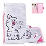 Aeeque Coque Samsung Galaxy J3 2016 avec Motif Mignonne Rire Chat Étui a Rabat Pochette Housse en Cuir PU Cartes de Crédit Support Antichoc 360 Protection Rigide Cover pour Samsung Galaxy J3/J3 2016