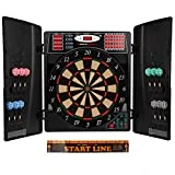 Ultrasport Cible de Fléchettes Électronique avec Portes, Jeu de Fléchettes pour 16 Joueurs, Inclus Ligne de Départ, 12 Fléchettes Souples et 100 Pointes « Soft Tip »