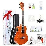 Aklot électrique Electro-acoustique Concert 23' Ukulele en Acajou avec Egaliseur à 3 bandes, Accordeur Intégré .avec début Kits Cours Gratuit