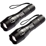 Mini Lampe Torche LED - FAGORY Lampe de Poche LED Torche Militaire Enfant, Zoomable, 5 Modes Intensité d'illumination Ajustable, Super Bright 1000 Lumens, Antichoc, Anti-dérapant [Lot de 2]