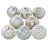 G Decor - Lot de 8 boutons de porte en céramique - pour porte, tiroir et armoire - Style vintage et rural chic - noir et doré