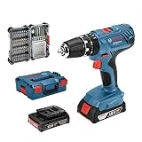 Bosch Professional Perceuse-Visseuse à Percussion Sans-Fil GSB 18 V-21 (2 batteries 2,0 Ah, 18 V, avec set d'accessoires 40 pièces, L-Boxx)