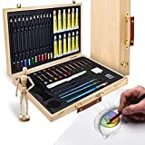 Artina - Boite Mallette pour artiste Leonardo - Ensemble complet de 45 pcs - Peinture acrylique, crayons, pastels
