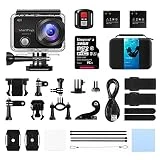 VANTOP Caméra Sport 4k WiFi Étanche 30M Ultra HD 16MP 2.26 Pouces Grand écran 170°Grand-Angle 29 Accessoires avec la Carte mémoire 32GB