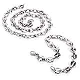 AURSTORE Parure Bracelet ET Chaine Homme Acier INOX Massif Grain DE CAFÉ Taille Couleurs AU Choix (Argenté, 7)