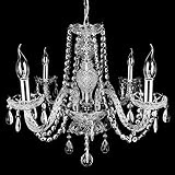 Iglobalbuy Lustre Cristal, 4 Embouts E14 Suspension Luminaire Lumineux Chaîne Réglable Moderne Style Goutte de Cristal K5 Eclairage LED de Plafonnier Plafond (4 bulbs)