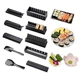 Sushi Maker Kit 10 PCS Moules à Sushi Cuisine Bricolage facile Kit de Préparation à Sushi Sushi set set riz Rouleau Kit Sushi Sushi Maker DIY Cuisine Coffret Complet Convient à Dãbutants (Noir)