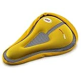 Lmeno Mountain Bike Selle Siège Saddle Seat Silicone Mémoire Mousse Epais Housse Gel Pad Coussinet Cyclisme Couverture Coussin Moelleux Anti-dérapant avec Ceinture pour Vélo VTT Bicyclette (Noir/Rouge/Bleu/Jaune)