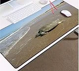 RKZM Tortue de Plage Belle Images de Fond d'écran HD imprimé Mousepad Grande Taille Grand Tapis de Table pour décorer la Souris de Jeu de Bureau 900 * 400 * 3 Mm